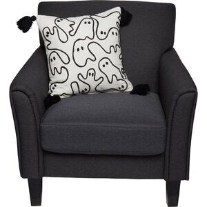 NEW  Indigo Moon Ghostly Embroidery Throw Pillow - 18x18” Halloween Decor Ghost